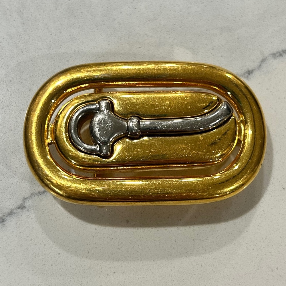Vintage 70s Gucci Two-Tone Saddle Buckle Two-Tone
